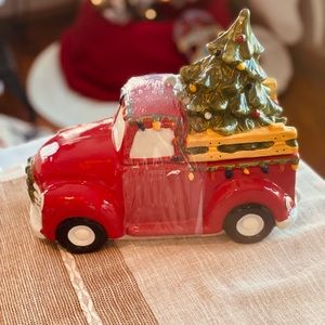 Blue Sky Clayworks Ceramics 2016 Pickup Truck Christmas Tree Cookie Jar #7103